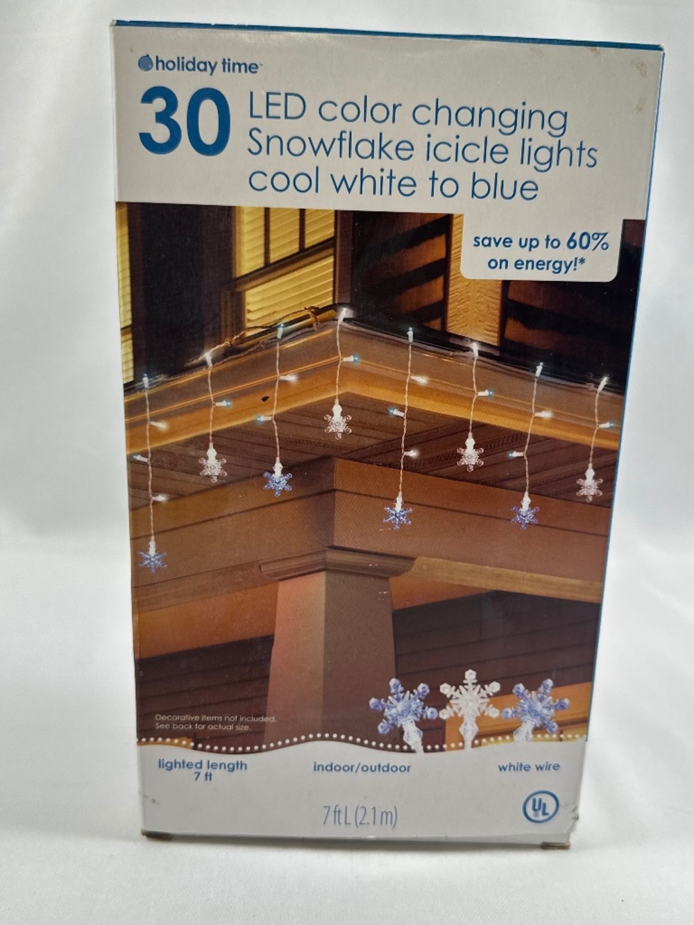 Holiday Time 30 LED Color Changing Snowflake Icicle Lights, Cool White to Blue